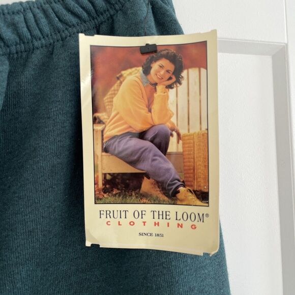 90s Vintage Fruit of the Loom Sweatpants Green Fleece Joggers Deadstock NWT XL - Picture 5 of 14